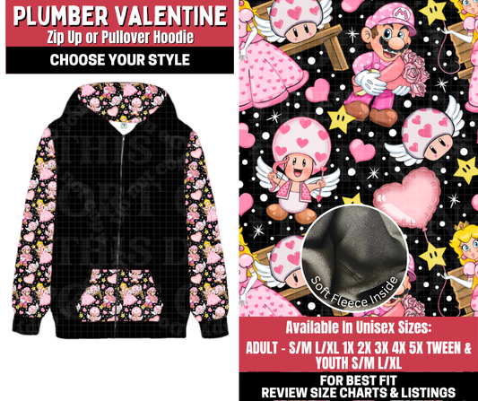 Preorder! Closes 11/13. ETA Jan. Plumber Valentine Zip-Up or Pullover Hoodie