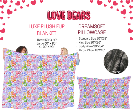 Preorder! Closes 11/17. ETA Jan. Love Bears Luxe Plush Fur Blanket and/or DreamSoft Pillowcase