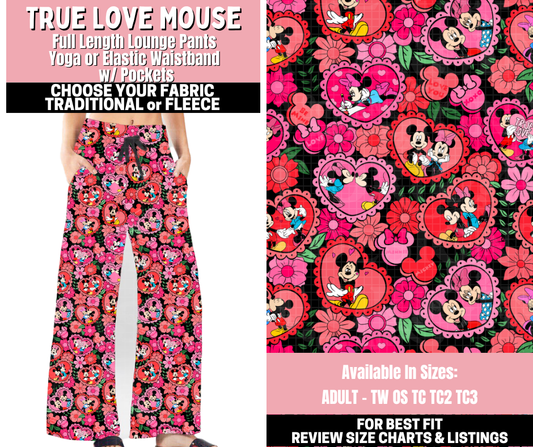 Preorder! Closes 11/12. ETA Jan. True Love Mouse Lounge Pants Choose Fleece or Traditional