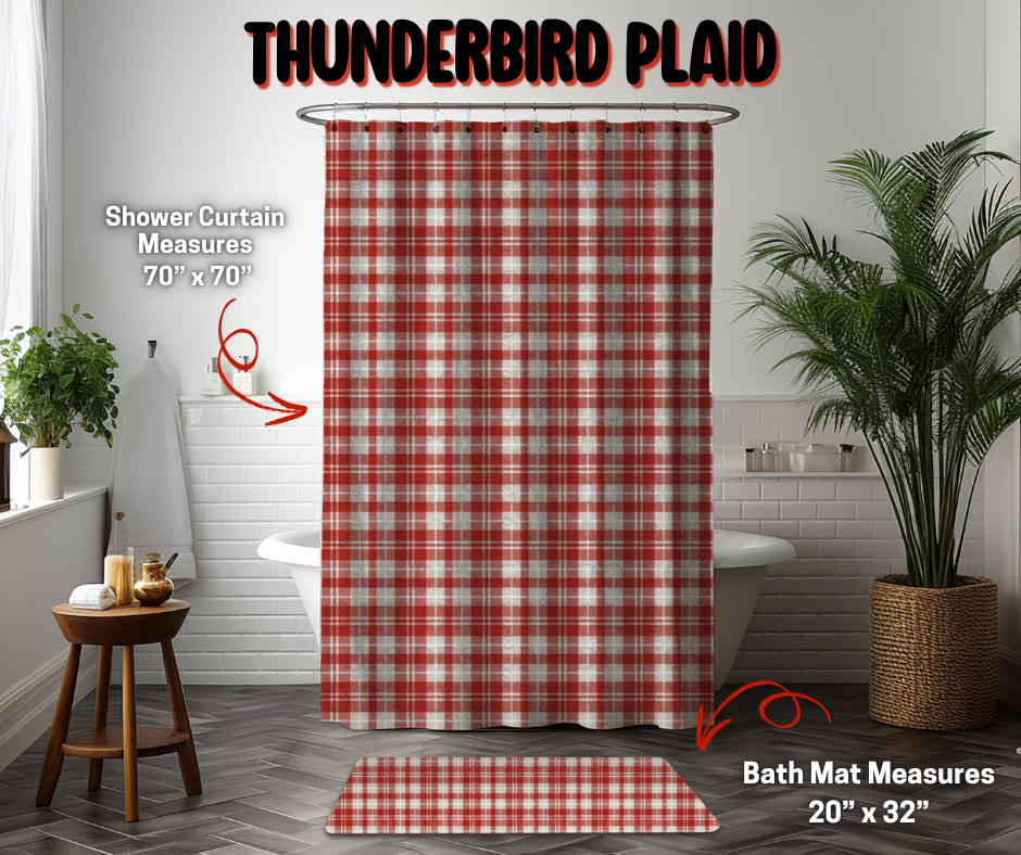 Preorder! Closes 9/8. ETA Dec. Thunderbird Plaid Custom Shower Curtain and/or Bath Mat