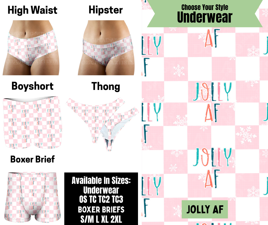 Preorder! Closes 8/25. ETA Nov. Jolly AF Hipster, High Waist, Boyshort, & Thong Underwear & Boxer Briefs