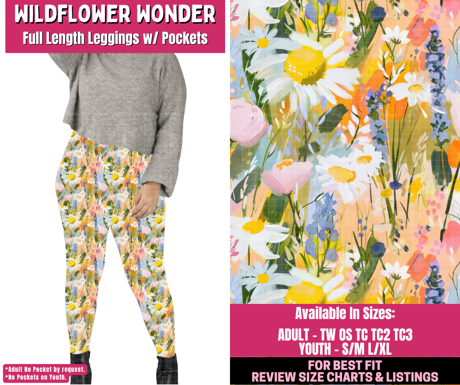 Preorder! Closes 12/31. ETA March. Wildflower Wonder Full Length Leggings w/wo Pockets