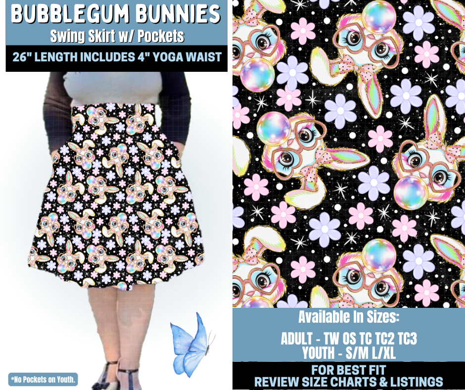 Preorder! Closes 1/15. ETA April. Bubblegum Bunnies Swing Skirt