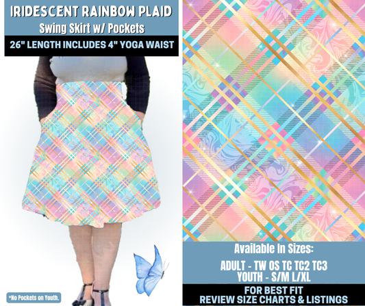 Preorder! Closes 1/15. ETA April. Iridescent Rainbow Plaid Swing Skirt