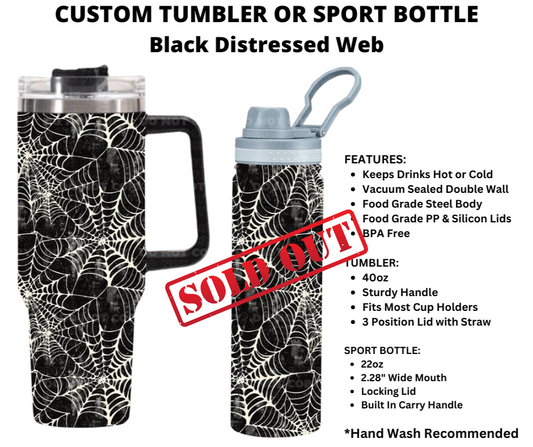 Black Distressed Web Custom Tumbler