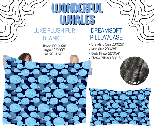 Preorder! Closes 4/29. ETA July. Wonderful Whales Luxe Plush Fur Blanket and/or DreamSoft Pillowcase