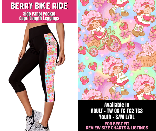 Preorder! Closes 1/1. ETA March. Berry Bike Ride Side Panel Pocket Capri Length Leggings