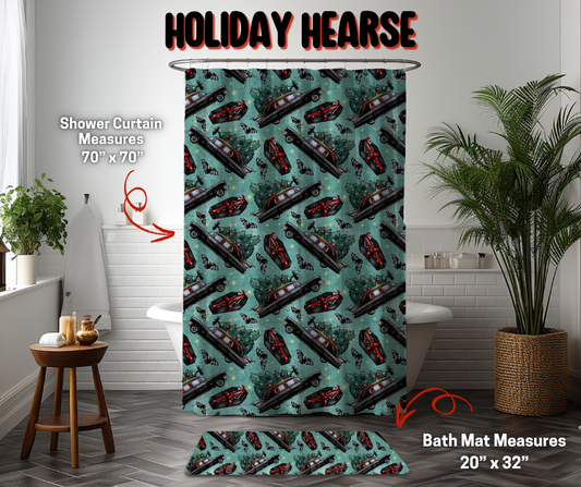 Preorder! Closes 9/8. ETA Dec. Holiday Hearse Custom Shower Curtain and/or Bath Mat