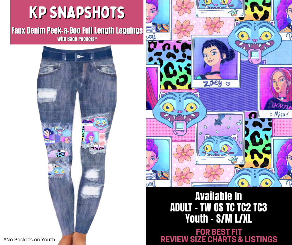 Preorder! Closes 11/10. ETA Jan. KP Snapshot Full Length Faux Denim Peekaboo
