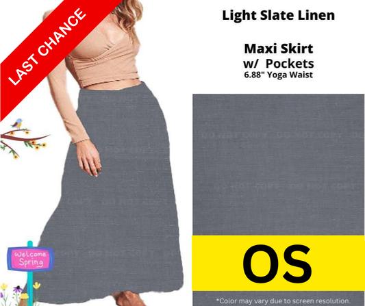 Light Slate Linen Maxi Skirt