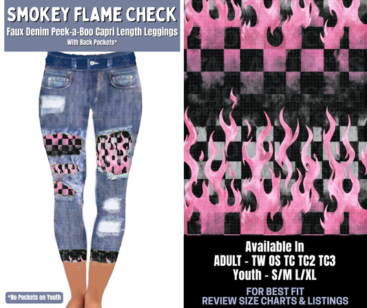 Preorder! Closes 1/8. ETA March. Smokey Flame Check Capri Faux Denim Peekaboo