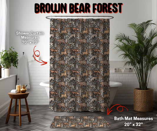 Preorder! Closes 9/8. ETA Dec. Brown Bear Forest Custom Shower Curtain and/or Bath Mat