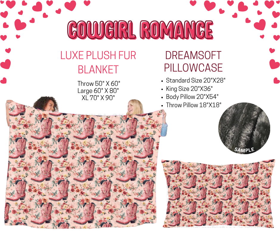 Preorder! Closes 11/17. ETA Jan. Cowgirl Romance Luxe Plush Fur Blanket and/or DreamSoft Pillowcase