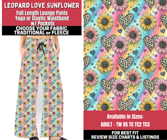 Preorder! Closes 11/13. ETA Jan. Leopard Love Sunflower Lounge Pants Choose Fleece or Traditional