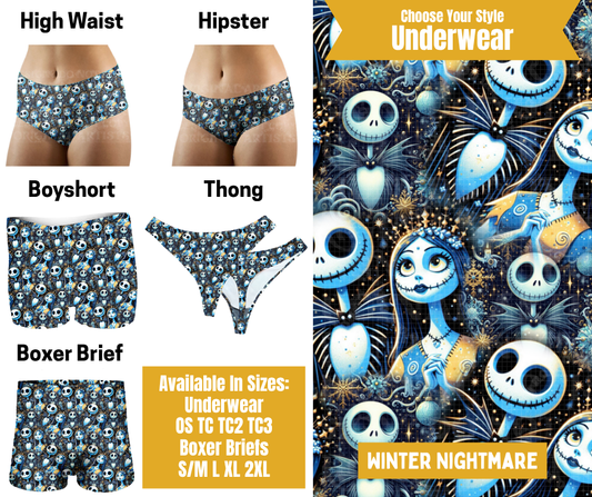 Preorder! Closes 10/28. ETA Jan. Winter Nightmare Hipster, High Waist, Boyshort, & Thong Underwear & Boxer Briefs
