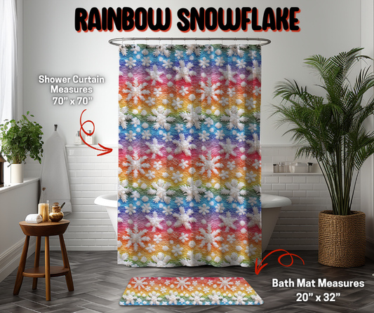 Preorder! Closes 9/8. ETA Dec. Rainbow Snowflake Custom Shower Curtain and/or Bath Mat