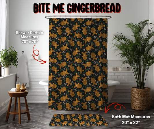 Preorder! Closes 9/8. ETA Dec. Bite Me Gingerbread Custom Shower Curtain and/or Bath Mat