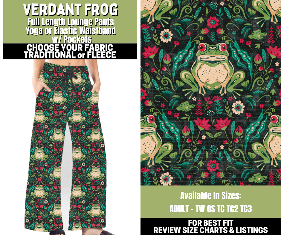 Preorder! Closes 11/6. ETA Jan. Verdant Frog Lounge Pants Choose Fleece or Traditional