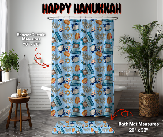 Preorder! Closes 9/8. ETA Dec. Happy Hanukkah Custom Shower Curtain and/or Bath Mat