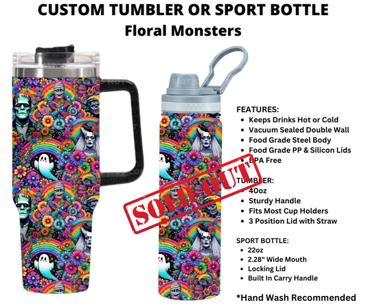 Floral Monsters Custom Tumbler