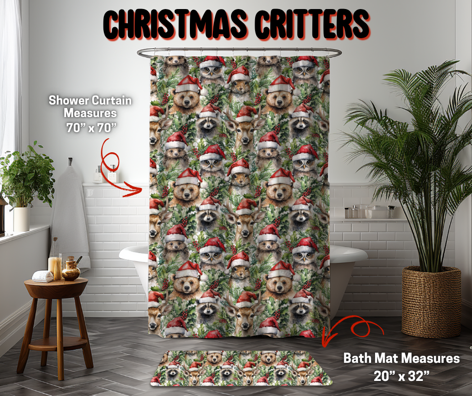 Preorder! Closes 9/8. ETA Dec. Christmas Critters Custom Shower Curtain and/or Bath Mat