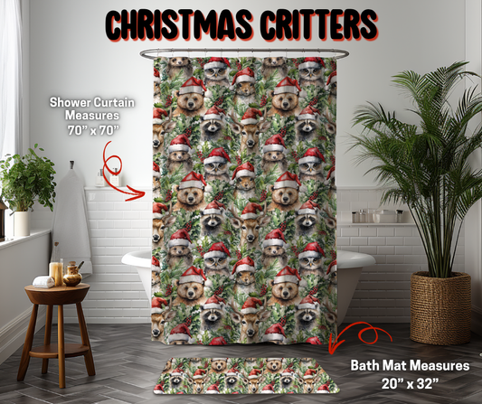 Preorder! Closes 9/8. ETA Dec. Christmas Critters Custom Shower Curtain and/or Bath Mat
