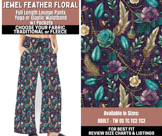 Preorder! Closes 11/3. ETA Jan. Jewel Feather Floral Lounge Pants Choose Fleece or Traditional