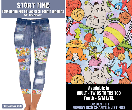 Preorder! Closes 1/8. ETA March. Story Time Capri Faux Denim Peekaboo