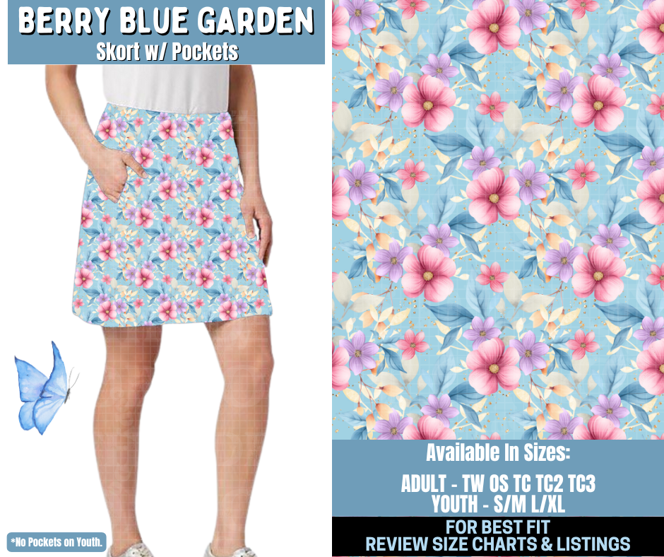 Preorder! Closes 1/15. ETA April. Berry Blue Garden Skort