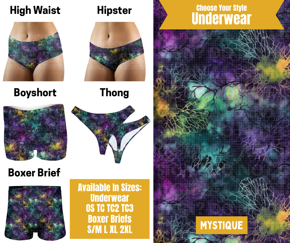 Preorder! Closes 10/28. ETA Jan. Mystique Hipster, High Waist, Boyshort, & Thong Underwear & Boxer Briefs