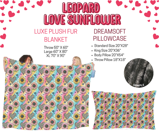 Preorder! Closes 11/17. ETA Jan. Leopard Love Sunflower Luxe Plush Fur Blanket and/or DreamSoft Pillowcase