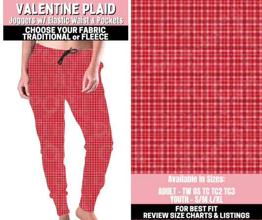 Preorder! Closes 11/12. ETA Jan. Valentine Plaid Joggers Choose Fleece or Traditional