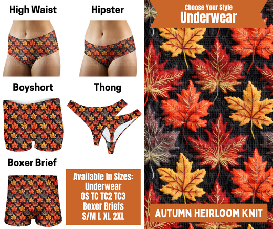 Preorder! Closes 7/30. ETA Oct. Autumn Heirloom Knit Hipster, High Waist, Boyshort, & Thong Underwear & Boxer Briefs