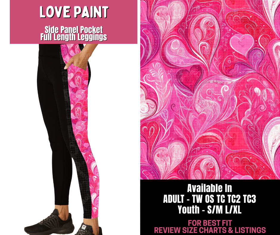 Preorder! Closes 11/10. ETA Jan. Love Paint Side Panel Pocket Full Length Leggings