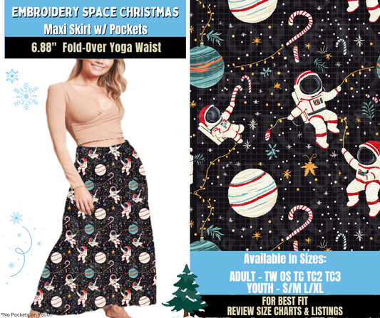 Preorder! Closes 8/28. ETA Nov. Embroidery Space Christmas Maxi Skirt
