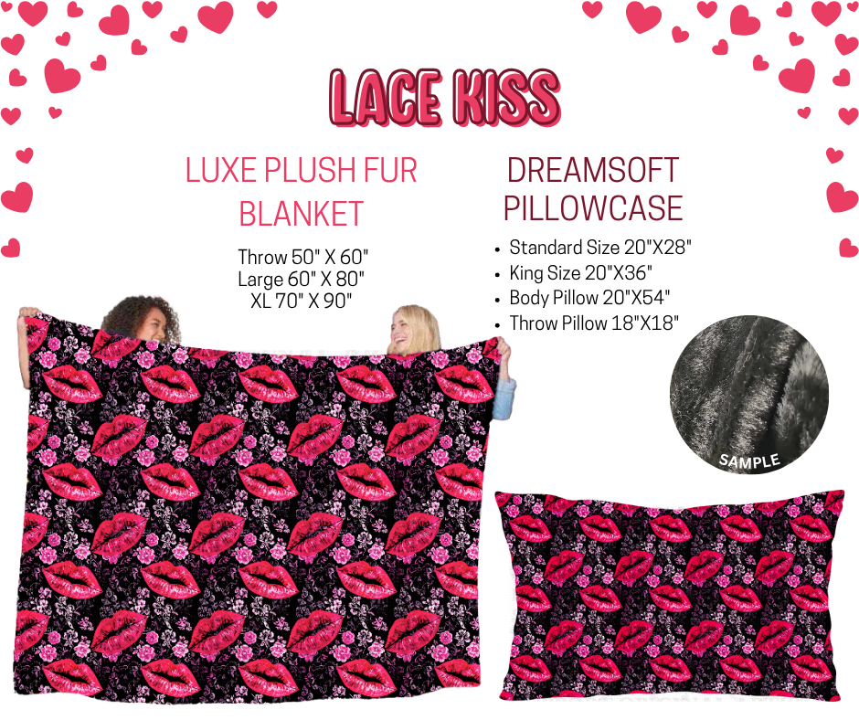 Preorder! Closes 11/17. ETA Jan. Lace Kiss Luxe Plush Fur Blanket and/or DreamSoft Pillowcase