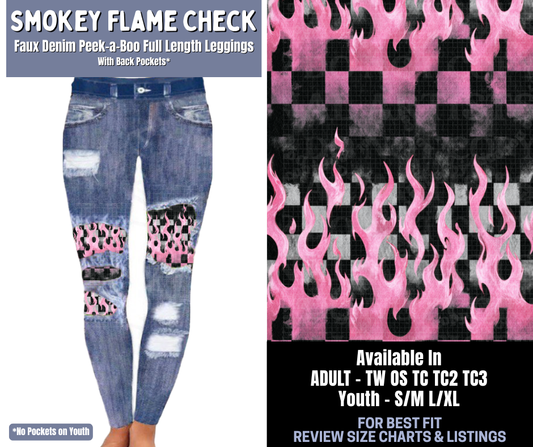 Preorder! Closes 1/8. ETA March. Smokey Flame Check Full Length Faux Denim Peekaboo