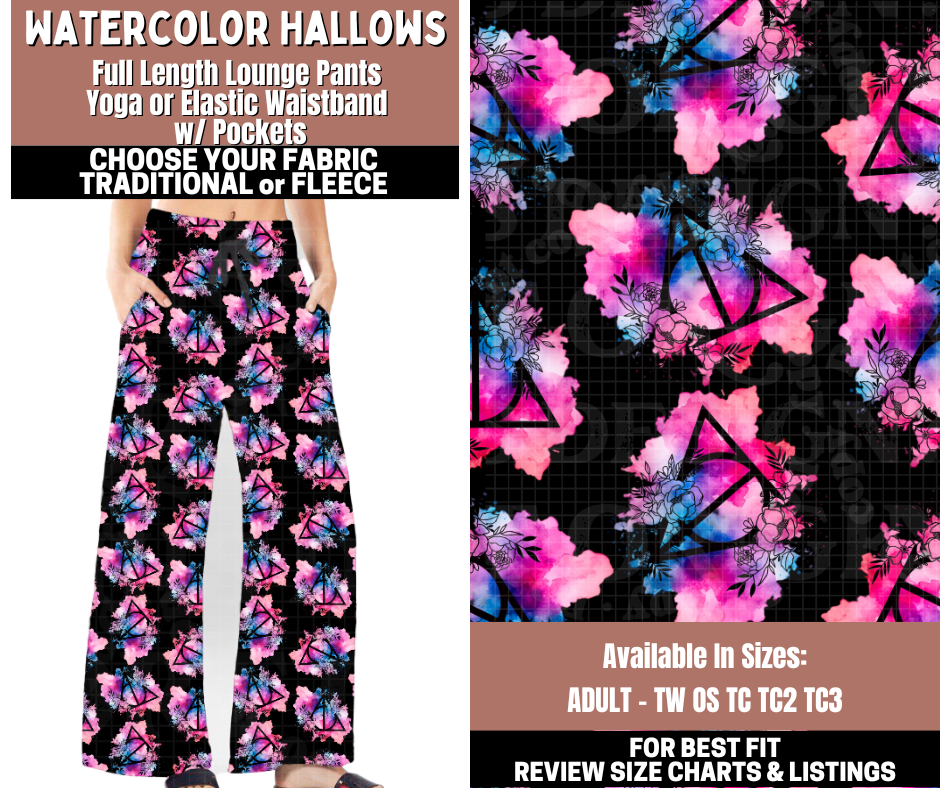 Preorder! Closes 11/3. ETA Jan. Watercolor Hallows Lounge Pants Choose Fleece or Traditional