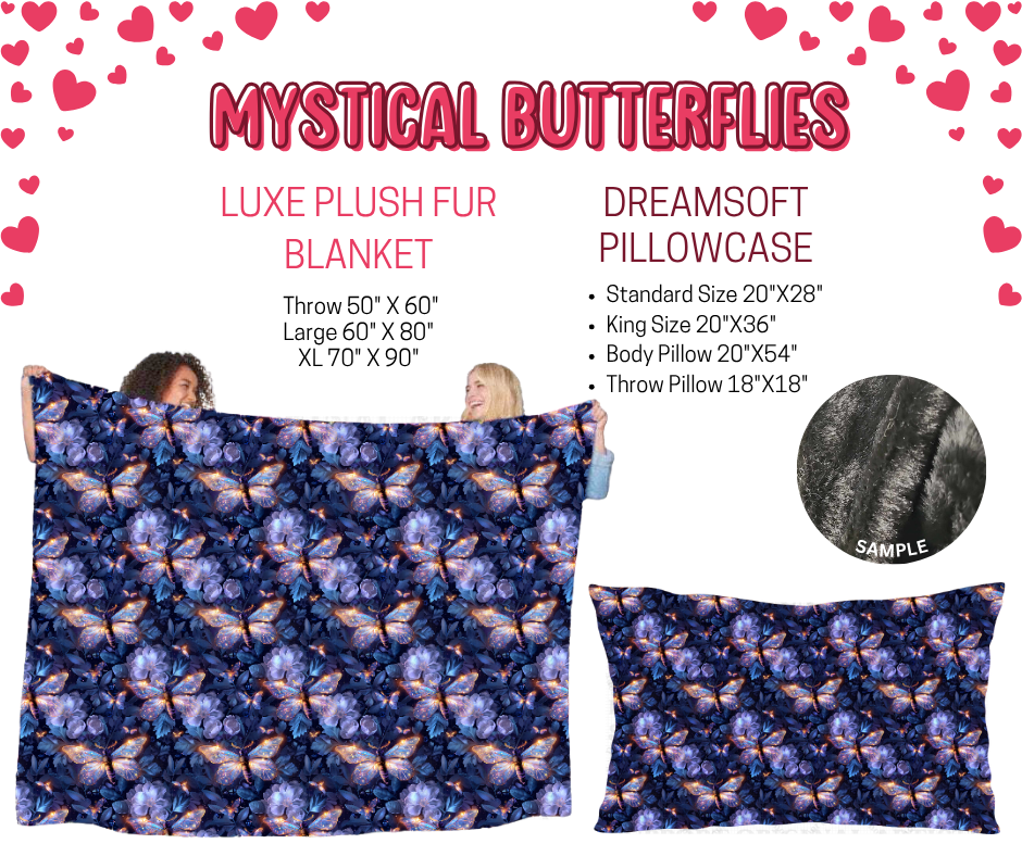Preorder! Closes 11/17. ETA Jan. Mystical Butterflies Luxe Plush Fur Blanket and/or DreamSoft Pillowcase