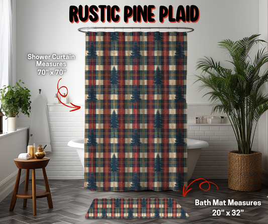 Preorder! Closes 9/8. ETA Dec. Rustic Pine Plaid Custom Shower Curtain and/or Bath Mat