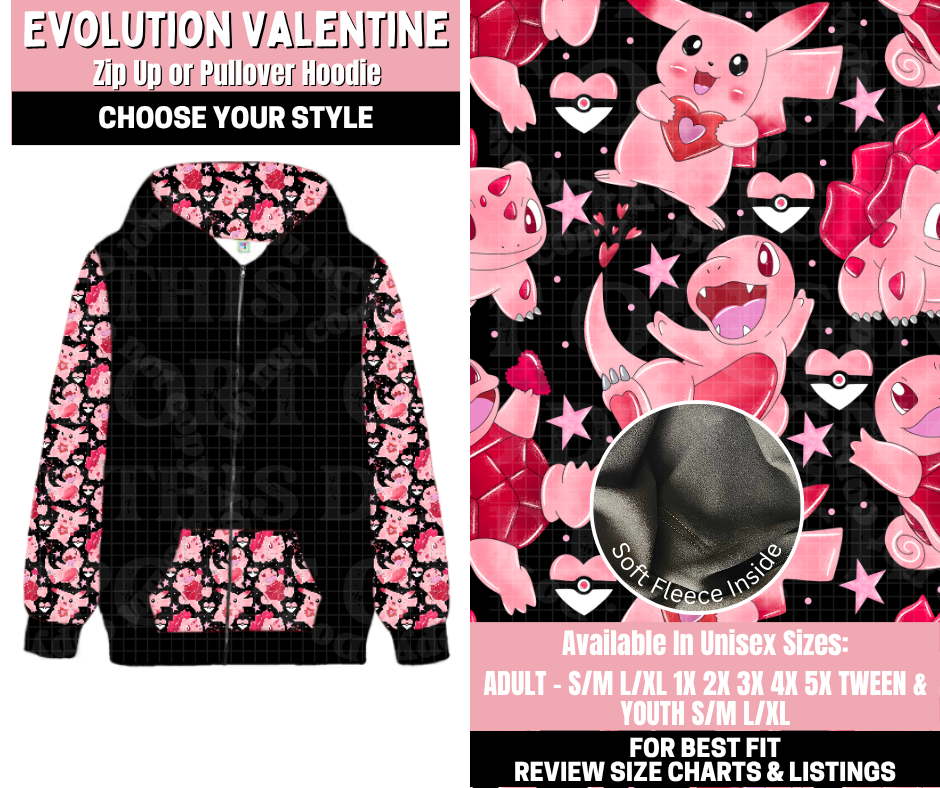 Preorder! Closes 11/12. ETA Jan. Evolution Valentine Zip-Up or Pullover Hoodie