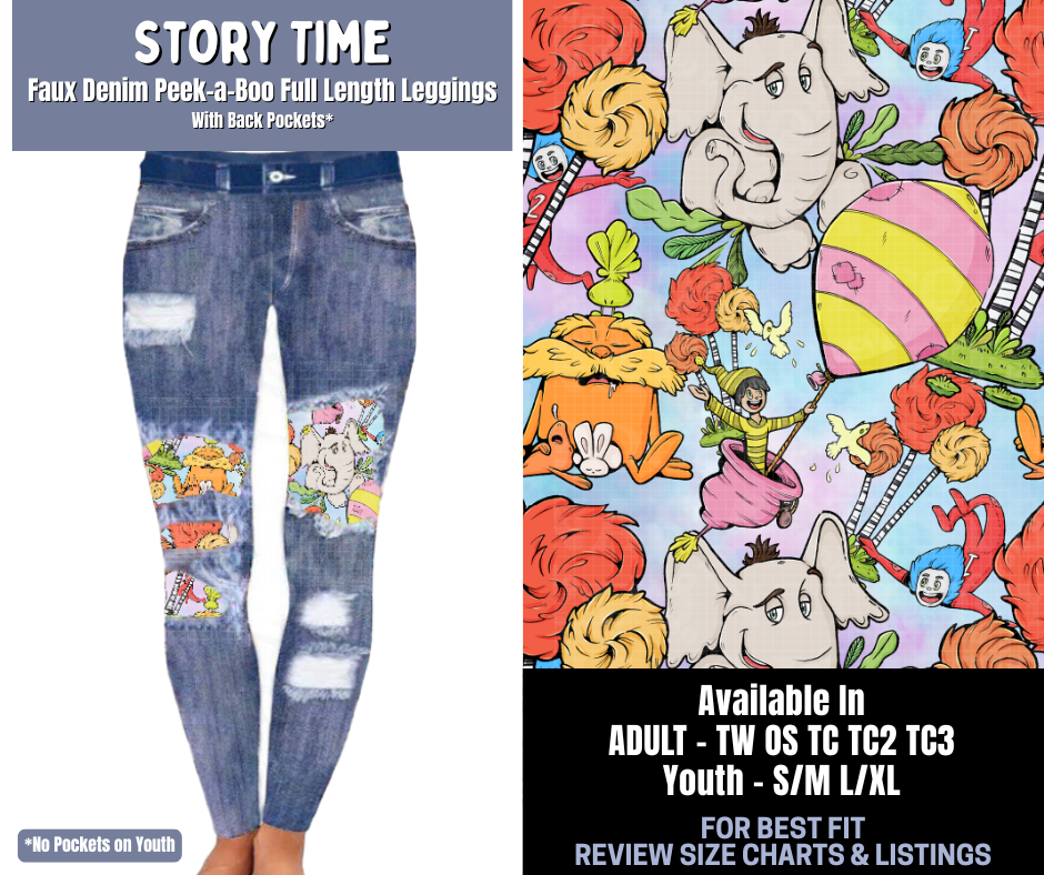 Preorder! Closes 1/8. ETA March. Story Time Full Length Faux Denim Peekaboo
