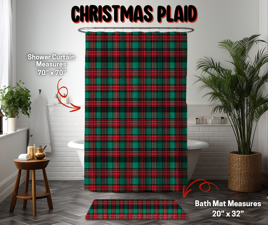 Preorder! Closes 9/8. ETA Dec. Christmas Plaid Custom Shower Curtain and/or Bath Mat