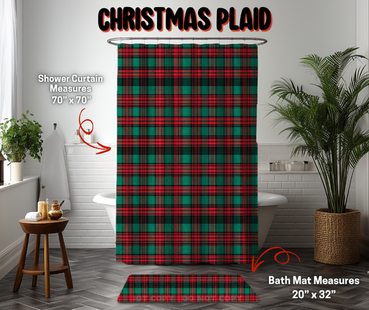 Preorder! Closes 9/8. ETA Dec. Christmas Plaid Custom Shower Curtain and/or Bath Mat