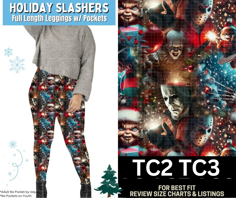 Holiday Slashers Leggings Choose Fleece or Traditional