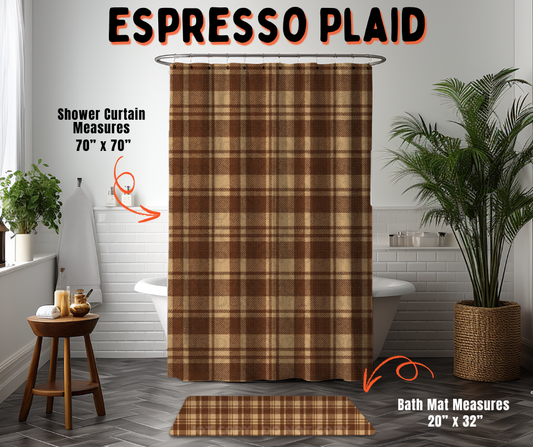 Preorder! Closes 6/10. ETA Sept. Espresso Plaid Custom Shower Curtain and/or Bath Mat