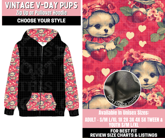 Preorder! Closes 11/12. ETA Jan. Vintage V-day Pups Plaid Zip-Up or Pullover Hoodie