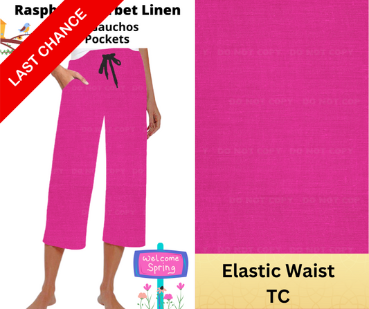 Raspberry Sorbet Linen Capri Gauchos