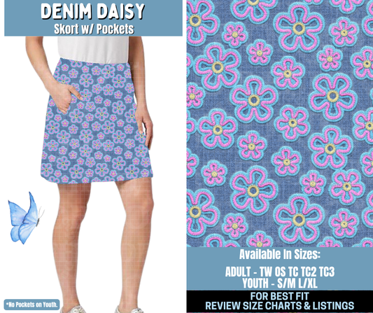 Preorder! Closes 1/15. ETA April. Denim Daisy Skort