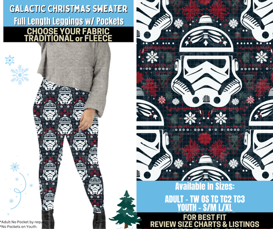 Preorder! Closes 8/28. ETA Nov. Galactic Christmas Sweater Leggings Choose Fleece or Traditional